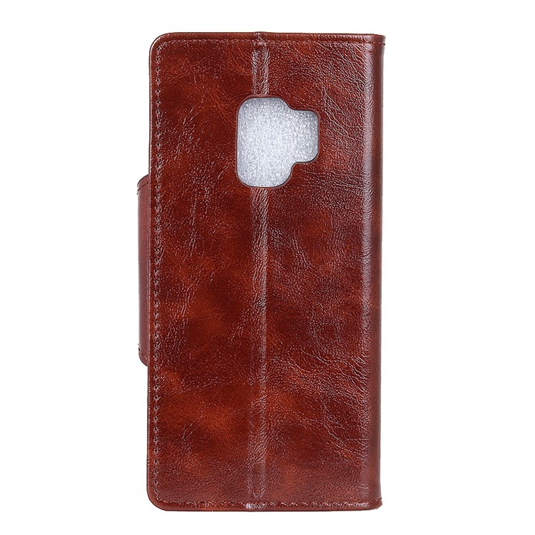 Textured PU Leather Protective Mobile Cover for Samsung Galaxy S9 G960 - Coffee-3