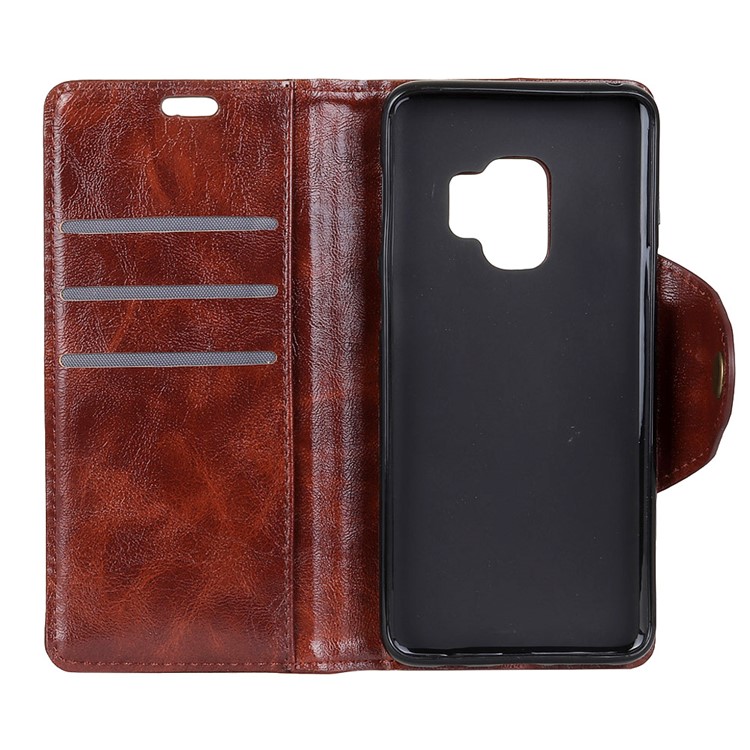 Textured PU Leather Protective Mobile Cover for Samsung Galaxy S9 G960 - Coffee-4