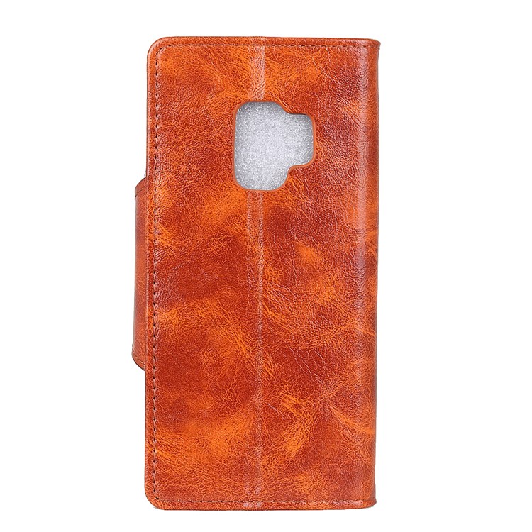 Textured PU Leather Phone Case Accessory for Samsung Galaxy S9 G960 - Orange-3