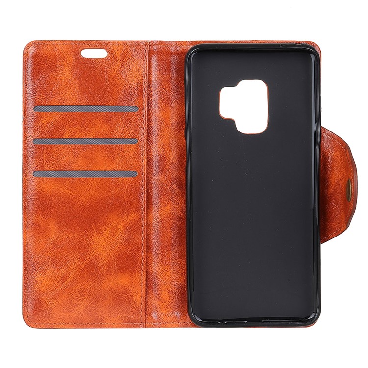 Textured PU Leather Phone Case Accessory for Samsung Galaxy S9 G960 - Orange-4