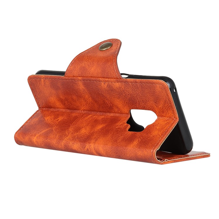 Textured PU Leather Phone Case Accessory for Samsung Galaxy S9 G960 - Orange-5