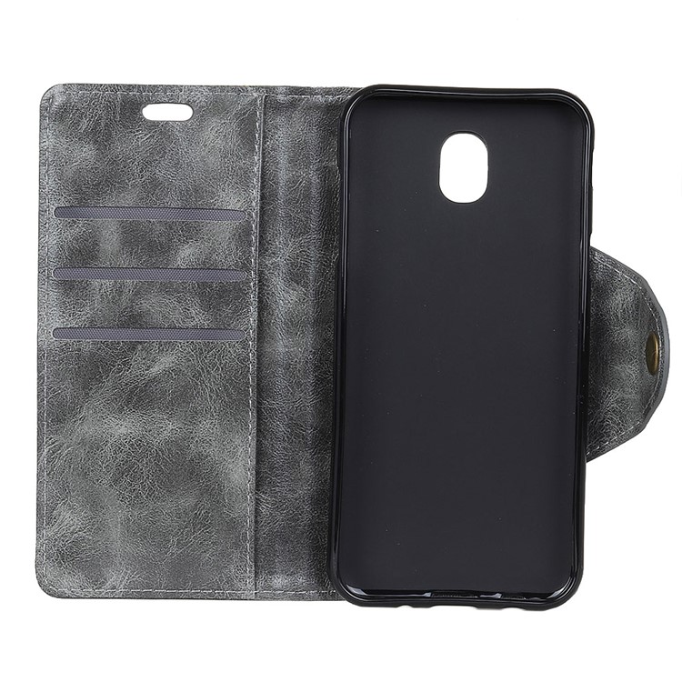 Textured PU Leather Wallet Stand Phone Cover for Samsung Galaxy J5 (2017) EU Version/J5 Pro (2017) - Grey-4