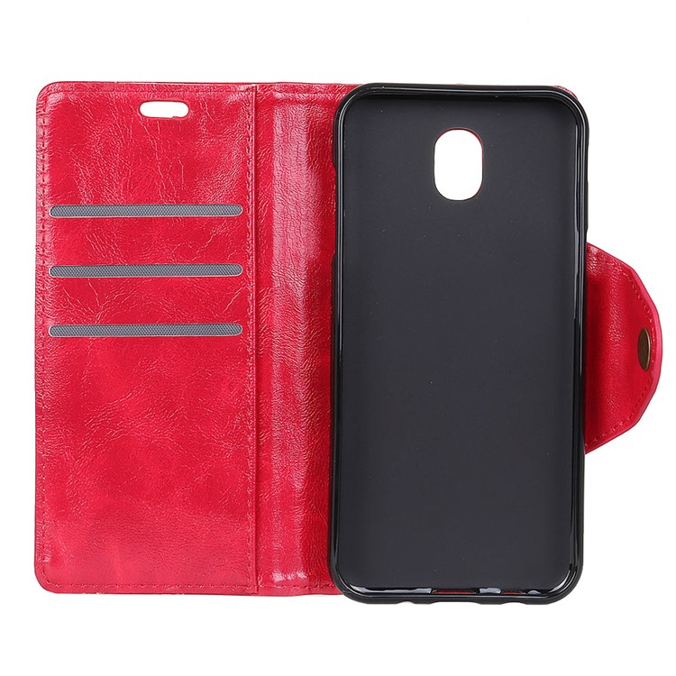 Textured PU Leather Wallet Stand Phone Shell for Samsung Galaxy J5 (2017) EU Version/J5 Pro (2017) - Red-4