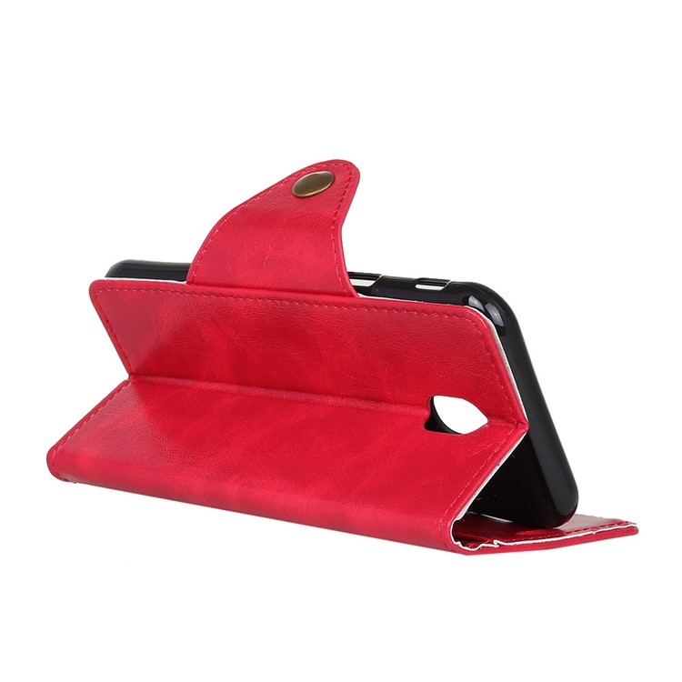 Textured PU Leather Wallet Stand Phone Shell for Samsung Galaxy J5 (2017) EU Version/J5 Pro (2017) - Red-5