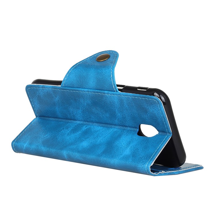 Textured PU Leather Wallet Stand Phone Casing for Samsung Galaxy J5 (2017) EU Version/J5 Pro (2017) - Blue-5