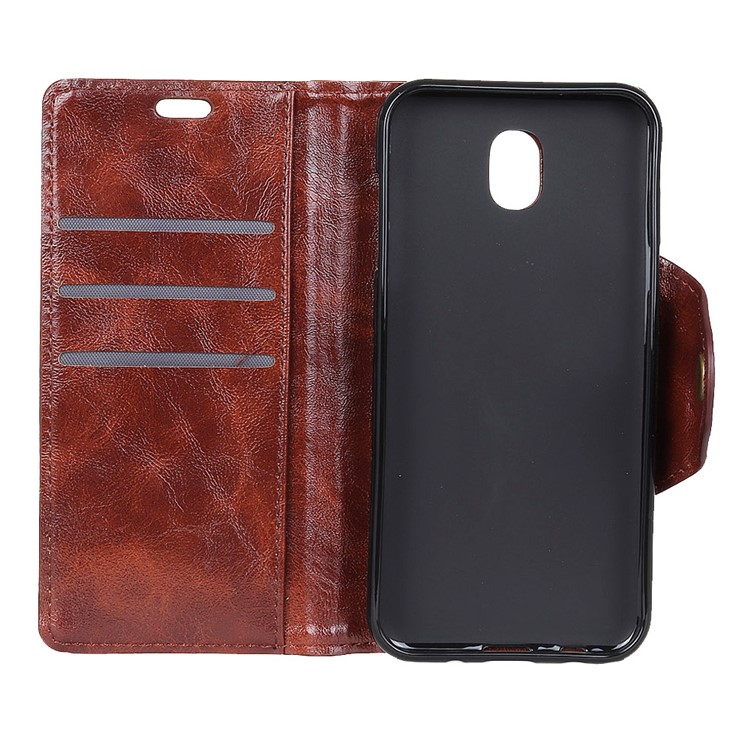 Textured PU Leather Wallet Stand Mobile Phone Case for Samsung Galaxy J5 (2017) EU Version/J5 Pro (2017) - Coffee-4