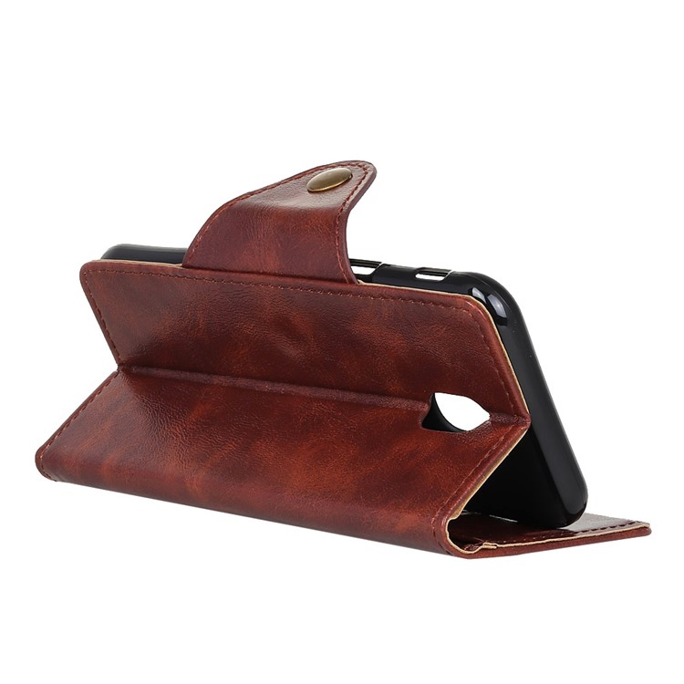 Textured PU Leather Wallet Stand Mobile Phone Case for Samsung Galaxy J5 (2017) EU Version/J5 Pro (2017) - Coffee-5