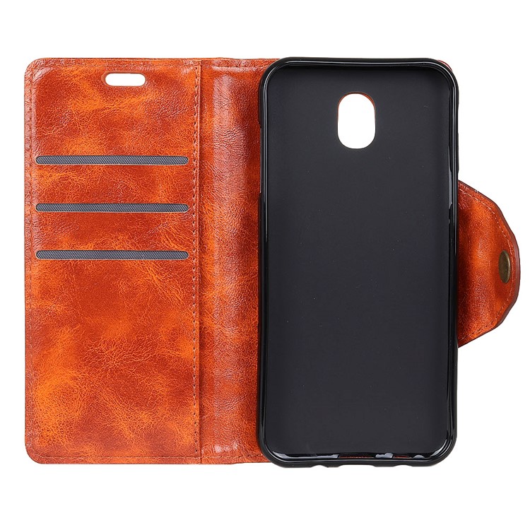 Textured PU Leather Wallet Stand Cell Phone Case for Samsung Galaxy J5 (2017) EU Version/J5 Pro (2017) - Brown-4