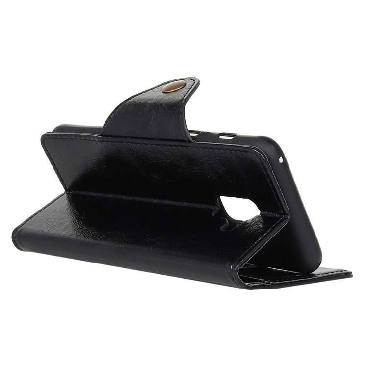 Textured PU Leather Wallet Stand Phone Case for Samsung Galaxy A8 (2018) - Black-5