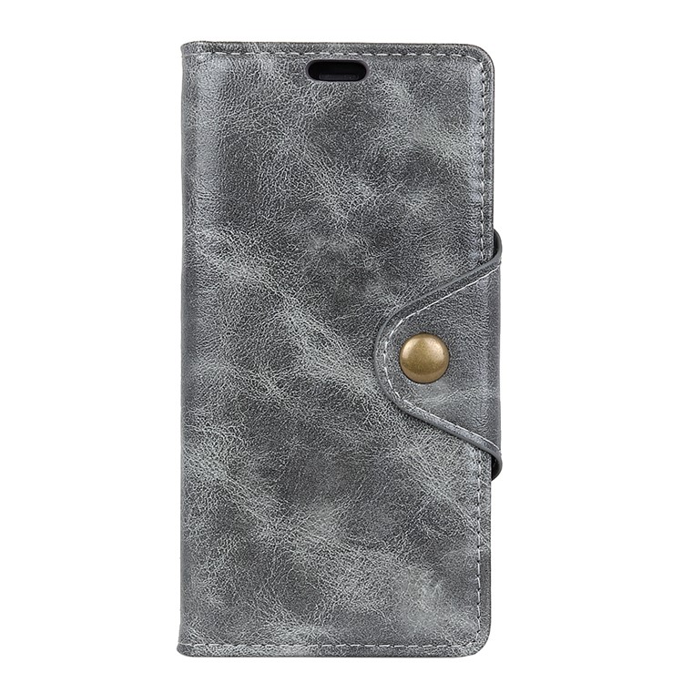 Textured PU Leather Wallet Stand Phone Cover for Samsung Galaxy A8 (2018) - Grey-2