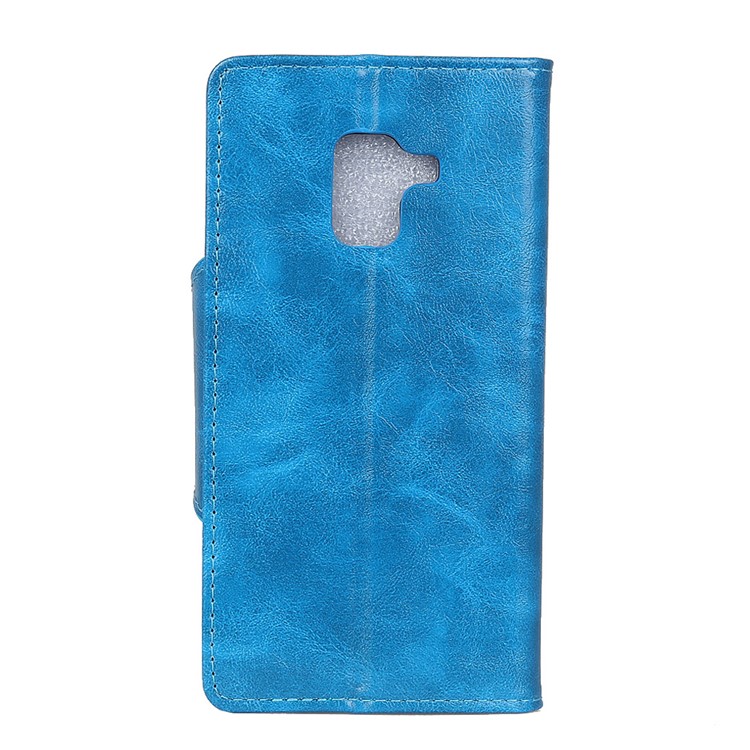 Textured PU Leather Wallet Stand Phone Casing for Samsung Galaxy A8+ (2018) - Blue-3