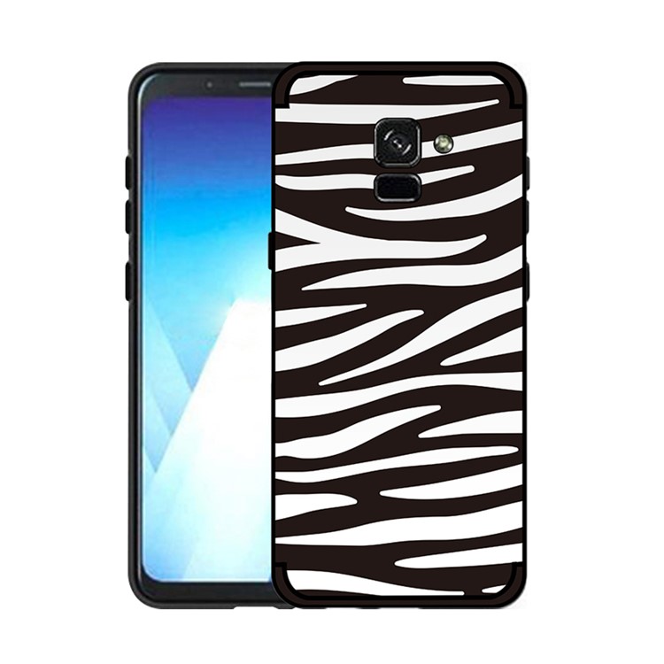NXE Embossment Pattern Bayer TPU Cell Phone Case for Samsung Galaxy A8+ (2018) - White Zebra Pattern-1