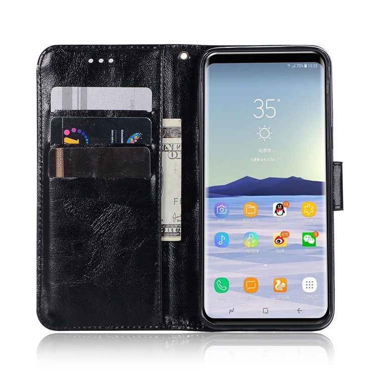 Premium Vintage PU Leather Stand Wallet Case for Samsung Galaxy S9 SM-G960 - Black-5