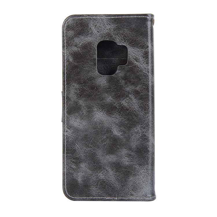 Premium Vintage PU Leather Stand Wallet Cover for Samsung Galaxy S9 SM-G960 - Grey-4