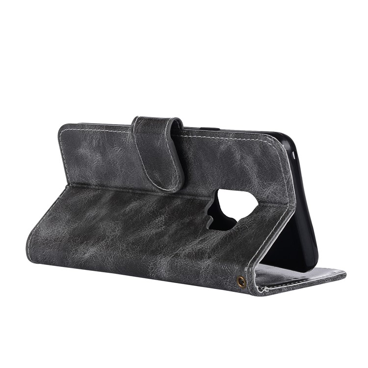 Premium Vintage PU Leather Stand Wallet Cover for Samsung Galaxy S9 SM-G960 - Grey-6
