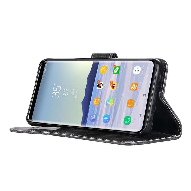 Premium Vintage PU Leather Stand Wallet Cover for Samsung Galaxy S9 SM-G960 - Grey-7