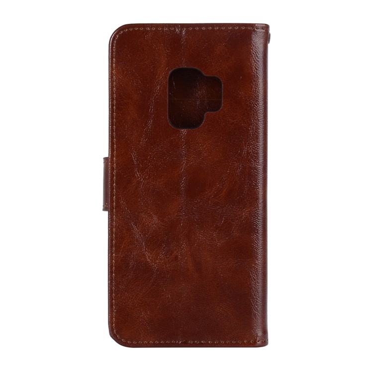 Premium Vintage PU Leather Stand Wallet Mobile Phone Case for Samsung Galaxy S9 SM-G960 - Coffee-4