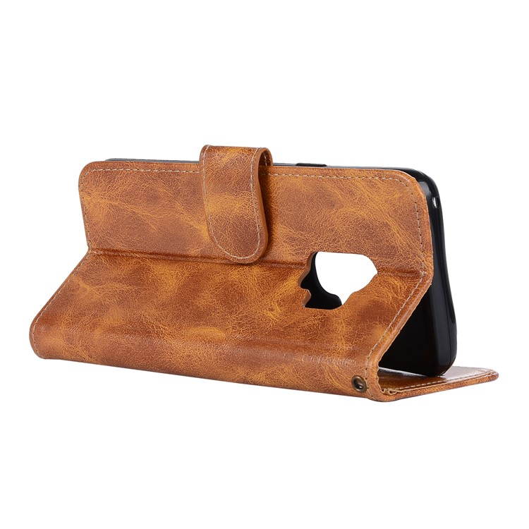 Premium Vintage PU Leather Stand Wallet Cell Phone Case for Samsung Galaxy S9 SM-G960 - Brown-6