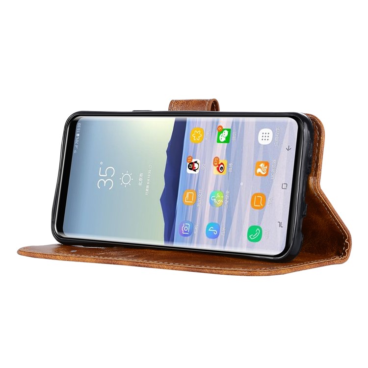 Premium Vintage PU Leather Stand Wallet Cell Phone Case for Samsung Galaxy S9 SM-G960 - Brown-7