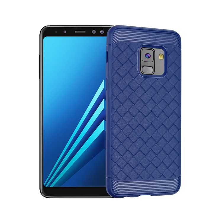 Тканая текстура мягкая tpu мобильная крышка для галактики samsung a8 (2018) - синий