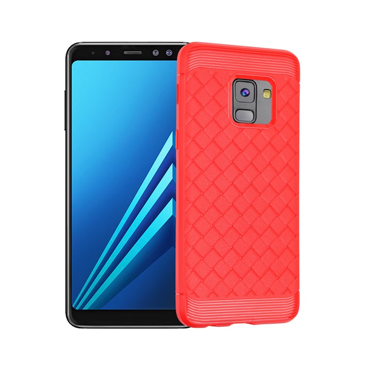 

Тканая Модель Мягкая TPU Мобильная Оболочка Для Галактики Samsung A8 + (2018) - Красный