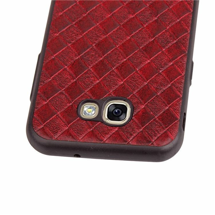 Matte Woven Texture Leather Coated TPU Cover for Samsung Galaxy A7 (2017) SM-A720 - Red-7