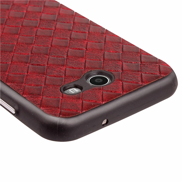 Matte Woven Texture Leather Coated TPU Cover for Samsung Galaxy A7 (2017) SM-A720 - Red-8