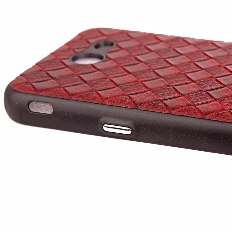 Matte Woven Texture Leather Coated TPU Cover for Samsung Galaxy A7 (2017) SM-A720 - Red-9
