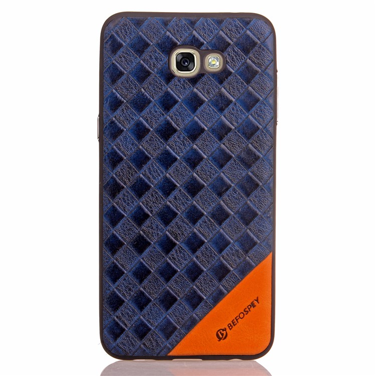 Matte Woven Texture Leather Coated TPU Shell for Samsung Galaxy A7 (2017) SM-A720 - Blue-2