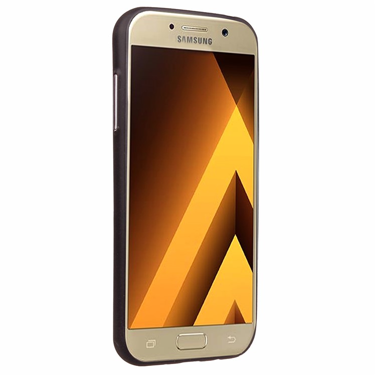 Matte Woven Texture Leather Coated TPU Shell for Samsung Galaxy A7 (2017) SM-A720 - Blue-4