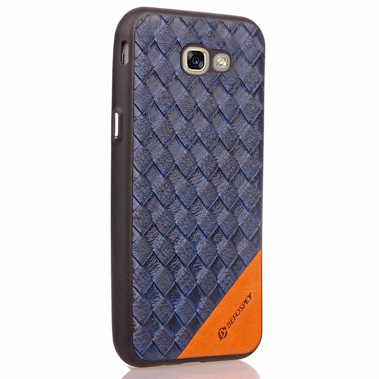 Matte Woven Texture Leather Coated TPU Shell for Samsung Galaxy A7 (2017) SM-A720 - Blue-5