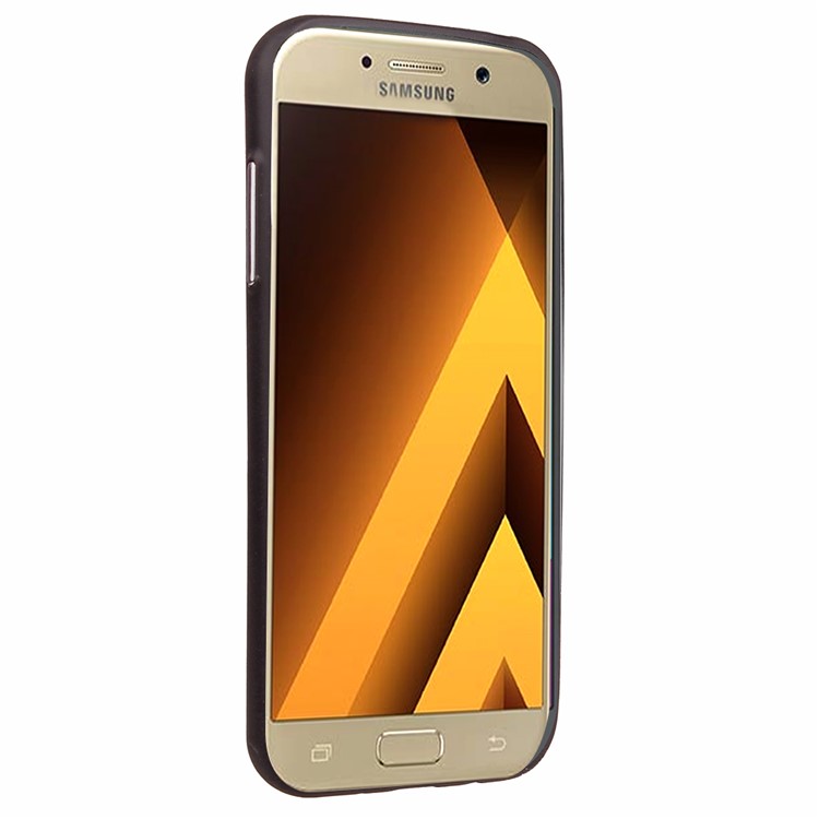 Matte Woven Texture Leather Coated TPU Casing for Samsung Galaxy A7 (2017) SM-A720 - Brown-4