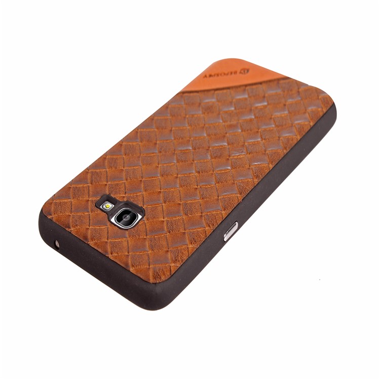 Matte Woven Texture Leather Coated TPU Casing for Samsung Galaxy A7 (2017) SM-A720 - Brown-6