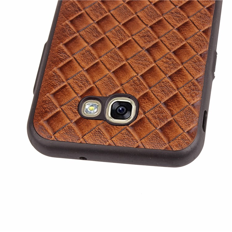 Matte Woven Texture Leather Coated TPU Casing for Samsung Galaxy A7 (2017) SM-A720 - Brown-8
