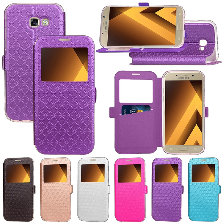 Rhombus View Window Leather Stand Case for Samsung Galaxy A5 (2017) A520 - Black-3