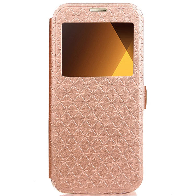 Rhombus View Window Leather Stand Shell for Samsung Galaxy A5 (2017) A520 - Rose Gold-1