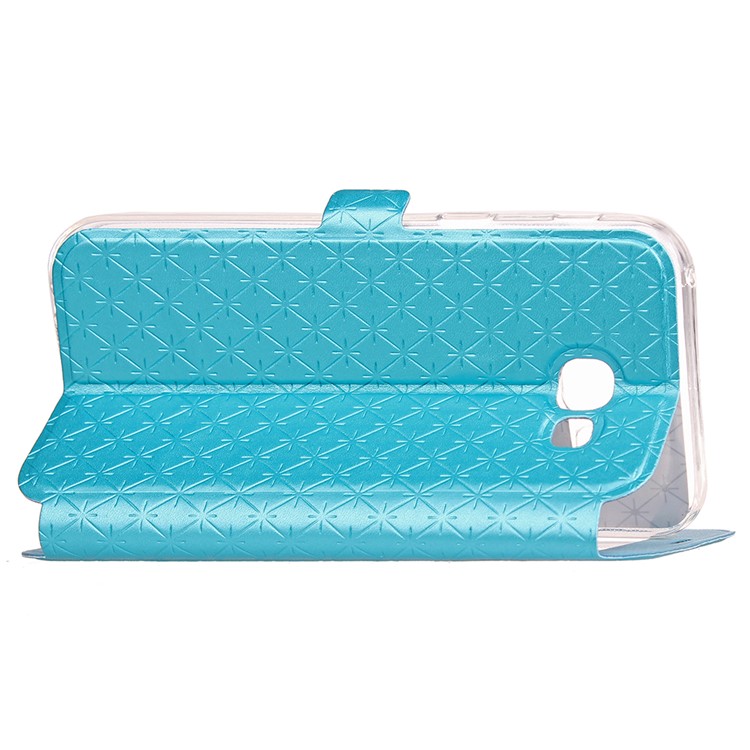 Rhombus View Window Leather Card Holder Phone Case for Samsung Galaxy A5 (2017) A520 - Blue-2