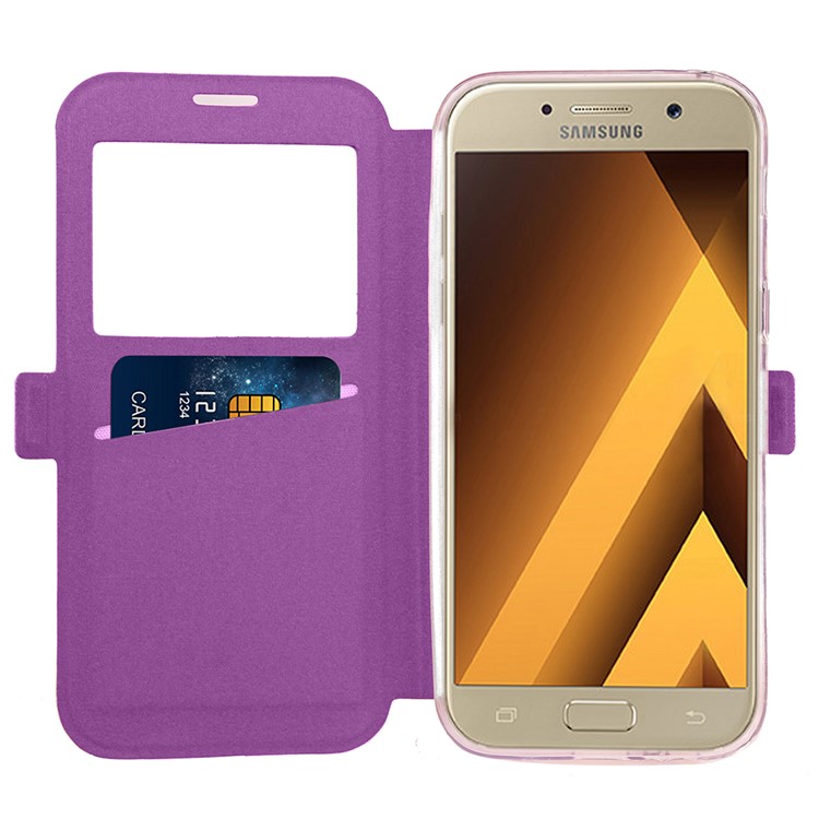Rhombus View Window Leather Stand Case Accessory for Samsung Galaxy A5 (2017) A520 - Purple-2