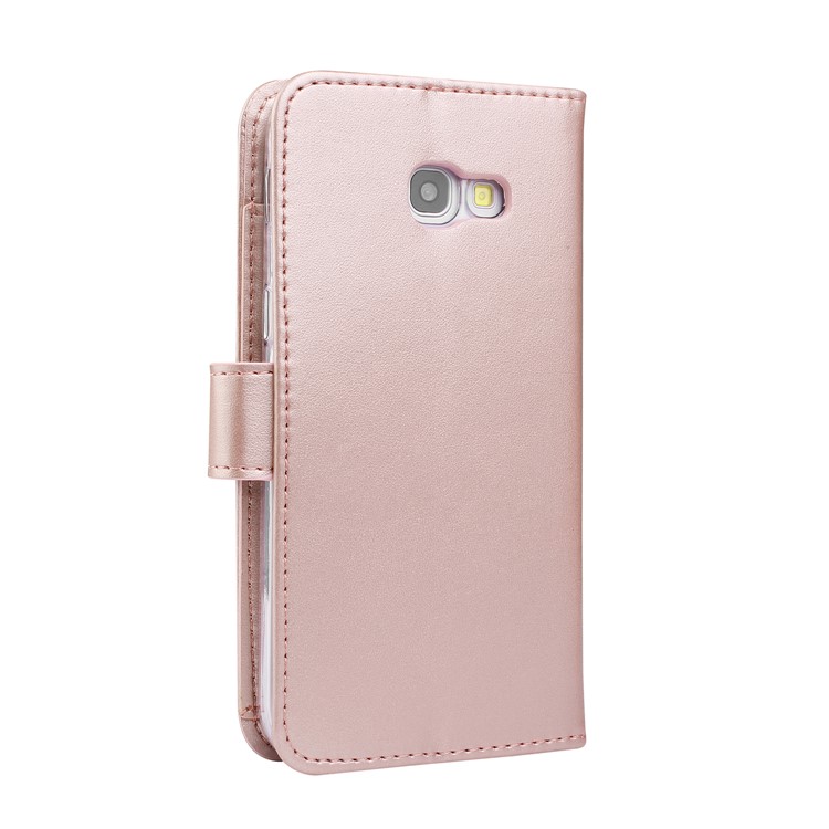 Imprint Butterfly Flowers Wallet Leather Stand Cover with Strap for Samsung Galaxy A3 (2017) - Rose Gold-2