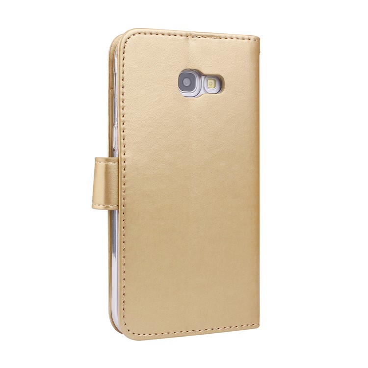 Imprint Butterfly Flowers Wallet Leather Stand Shell with Strap for Samsung Galaxy A3 (2017) - Gold-2