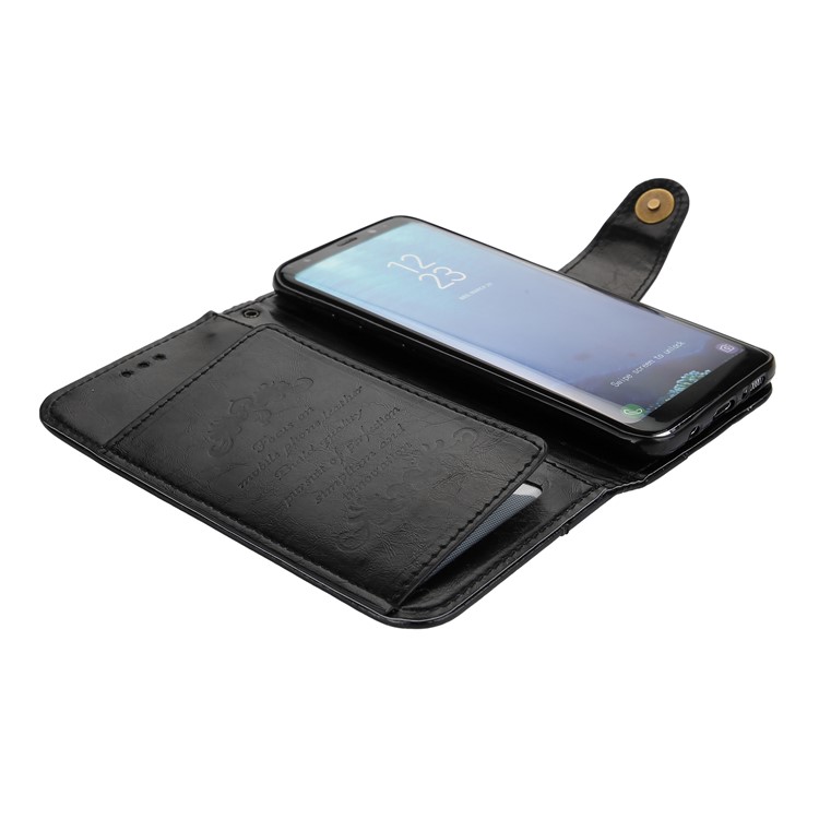Oil Wax PU Leather Wallet Stand Case for Samsung Galaxy S8 G950 - Black-3