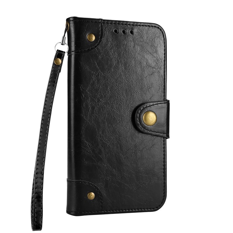 Oil Wax PU Leather Wallet Stand Case for Samsung Galaxy S8 G950 - Black-5