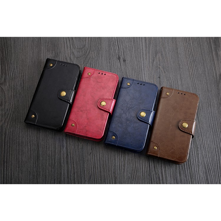 Oil Wax PU Leather Wallet Stand Case for Samsung Galaxy S8 G950 - Black-8