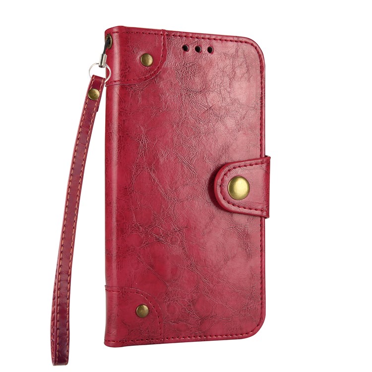 Oil Wax PU Leather Wallet Stand Phone Casing for Samsung Galaxy S8 G950 - Red-3