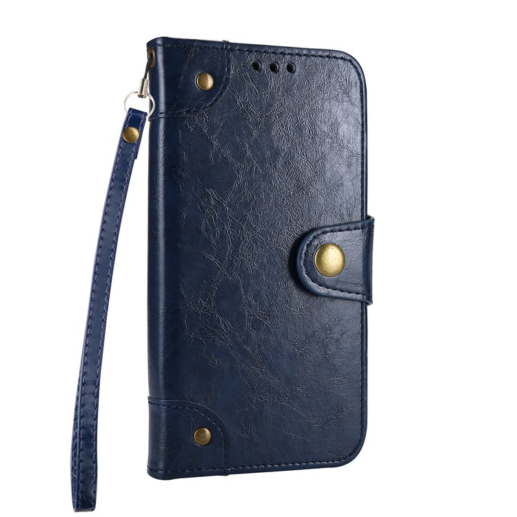 Oil Wax PU Leather Wallet Phone Shell with Stand for Samsung Galaxy S8 G950 - Blue-3