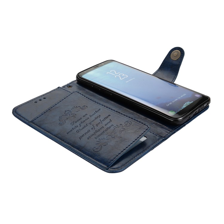 Oil Wax PU Leather Wallet Phone Shell with Stand for Samsung Galaxy S8 G950 - Blue-4
