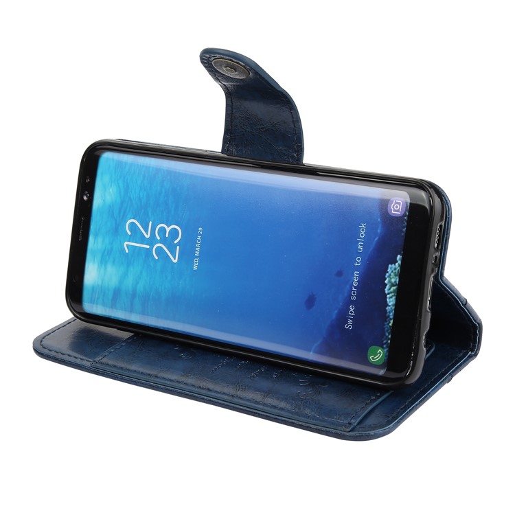 Oil Wax PU Leather Wallet Phone Shell with Stand for Samsung Galaxy S8 G950 - Blue-5
