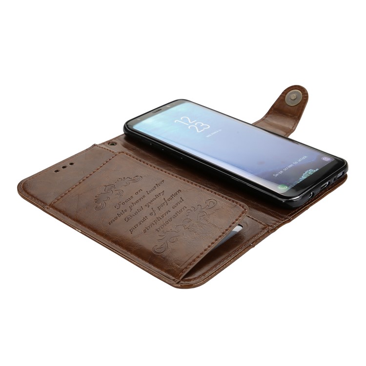 Oil Wax Wallet Stand Leather Mobile Cover for Samsung Galaxy S8 G950 - Brown-3