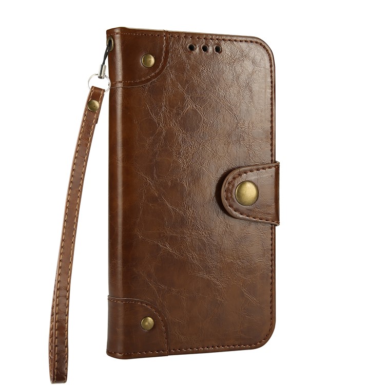 Oil Wax Wallet Stand Leather Mobile Cover for Samsung Galaxy S8 G950 - Brown-7