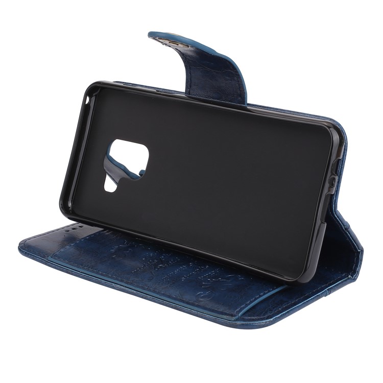Oil Wax PU Leather Wallet Cell Phone Cover for Samsung Galaxy A8 (2018) - Blue-5